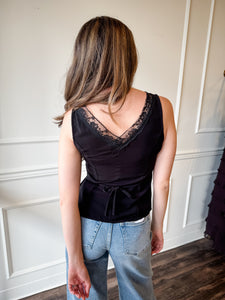 Midnight Lace Black Button Blouse
