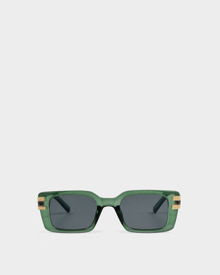 Malibu Rectangle Sunglasses Transparent Green by Katie Loxton