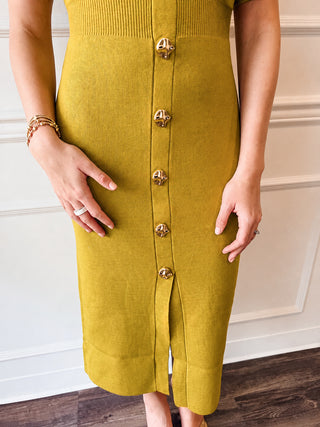 Heirloom Knit Dress -Chartreuse