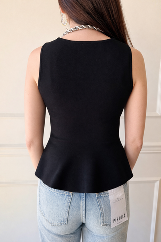 The Sutton Black Peplum Knit Top
