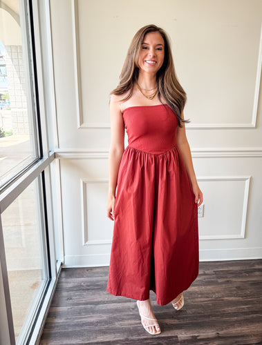 Rust Romance Tube + Poplin Maxi Dress