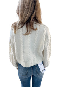 Marcie Cable Stitch Mock Neck Sweater in Whisper White by Steve Madden