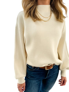 Cozy Night Cream Mock Neck Sweater