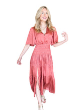 Samantha Coral Smocked Waist Midi by Reset by Jane
