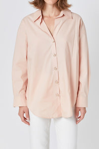 Rihanna Rhinestone Oversized Button Up