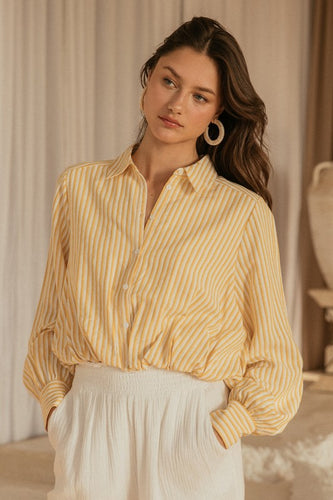 Set Sail Yellow Striped Bubble Hem Top