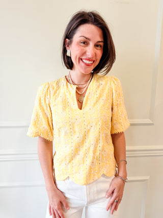 Eleanor Yellow Scallop Top by Adelyn Rae