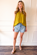 Current Air Chartreuse Luxe Pleated Top