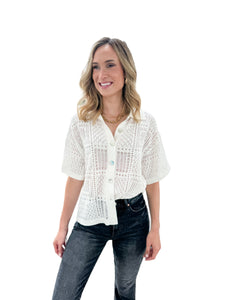 Bonnie White Crochet Shirt