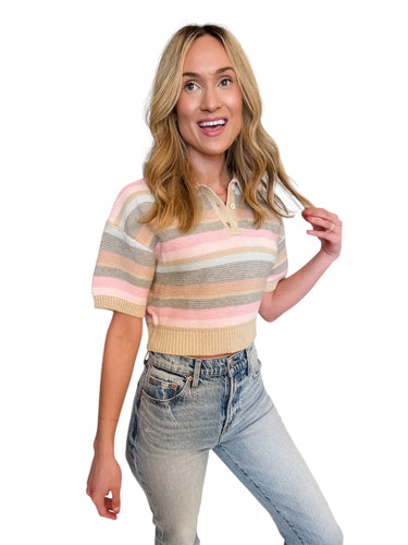 Schools Out Striped Short Sleeve Sweater