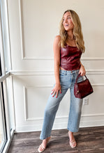 Burgundy Edge Faux Leather Top