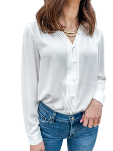 Pretty Details Pleat White Blouse by Current Air