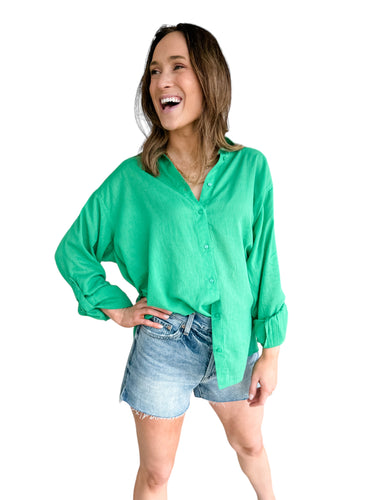 Vacay Vibes Green Button Up by Elan