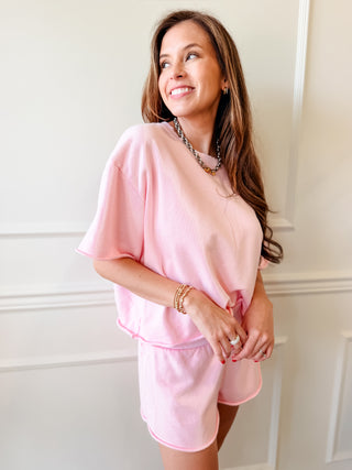 Strawberry Sugar Cotton Candy Lounge Set - Chic Pink 2-Piece