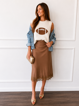 The Sunday Kickoff Sweater Vest- Ivory