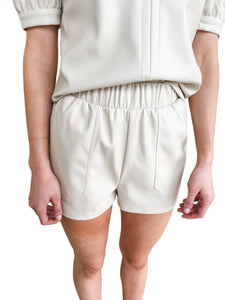 Faux the Record Bone Leather Shorts by Steve Madden
