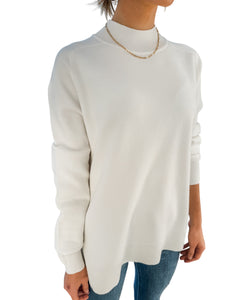 The Essential White Mock Neck Sweater