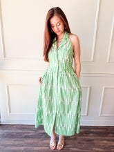 Ruby Halter Green Embroidered Midi Dress by Adelyn Rae