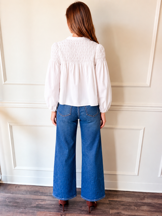 Ellery White Smocked Blouse