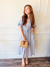 Evette Striped Short Sleeve Midi Dress by Adelyn Rae