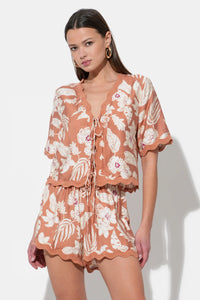 Karina Scalloped Tie Front Top by Adelyn Rae