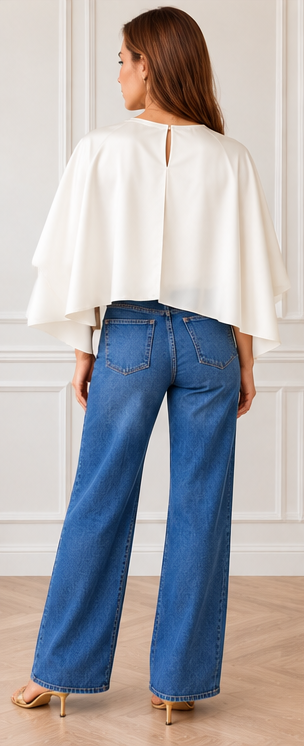 Fiona Ivory Cape Satin Top