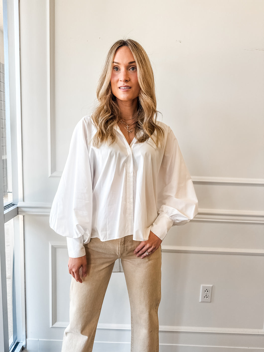 Amelya Gathered Button Up by JiJi