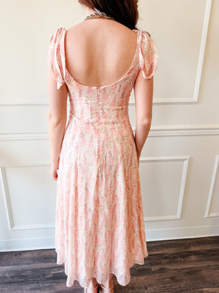 Skyla Pink Floral Midi Dress