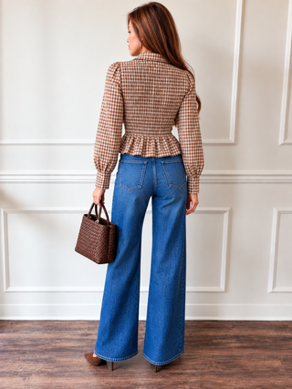 Mila Gingham Smocked Blouse