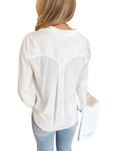 White Piped Long Sleeve Blouse by Reset by Jane