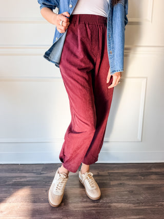 Palmer Burgundy Barrel Pants