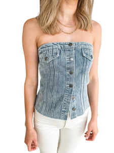 Azel Denim Top by Velvet Heart