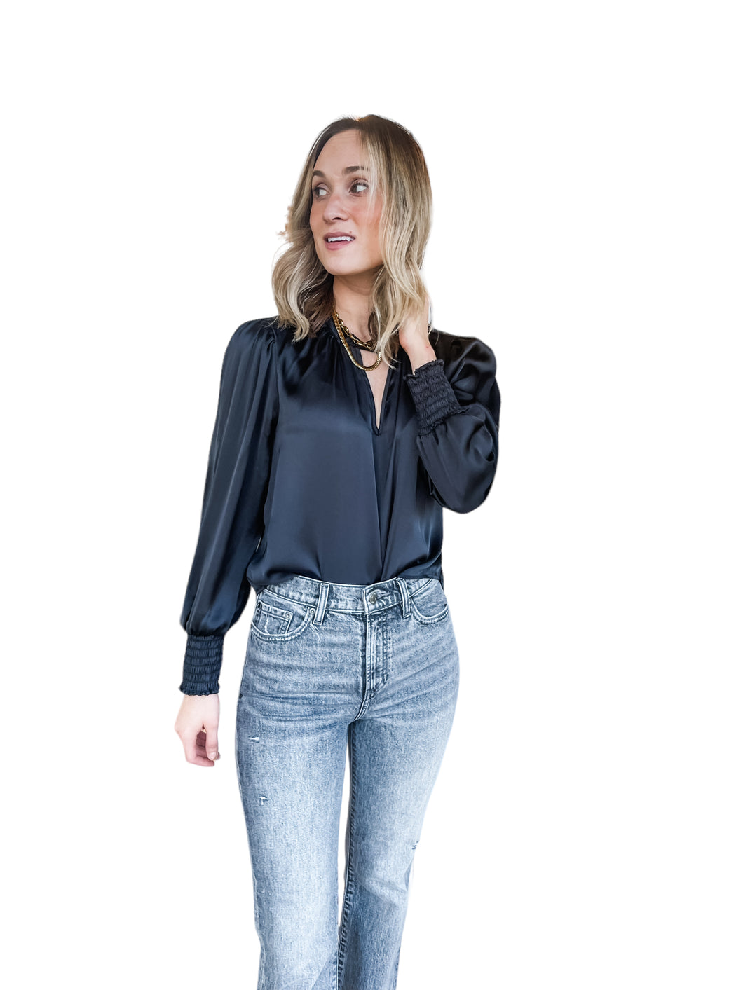 Camryn Satin Blouse by Velvet Heart