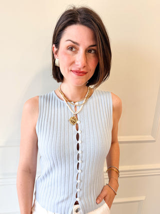 The Soft Blue Button Tank