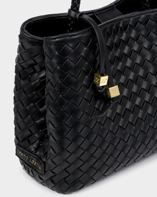 Nova Hand Woven Top Handle Black by Katie Loxton