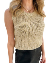 Eleny Taupe Gold Thread Knit Sweater Vest by Steve Madden