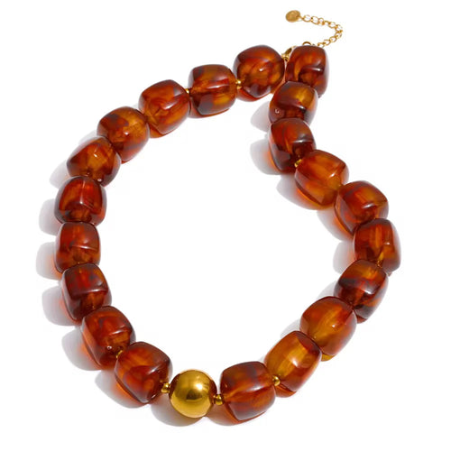 Pebbles Brown Beaded Necklace by Sahira