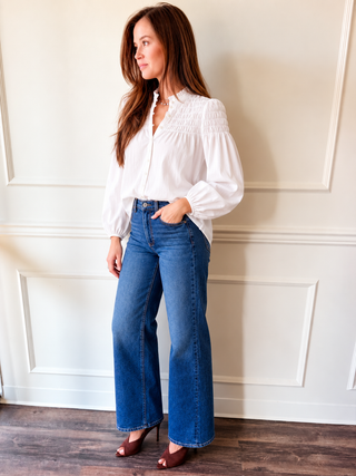 Ellery White Smocked Blouse