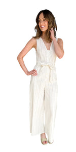 Kennedy Gold Stripe Linen Romper