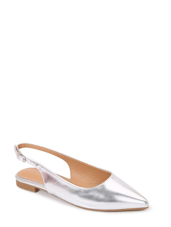 Silver Slingback Flats