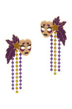 Mardi Gras Mask Beaded Tassel Earrings