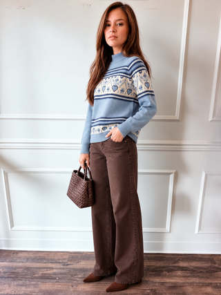 Wren Blue Heart Fair Isle Sweater by Current Air