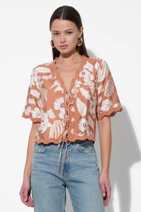 Karina Scalloped Tie Front Top by Adelyn Rae