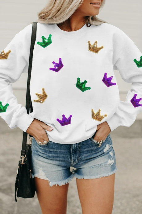 Crown of Crowns Mardi Gras Sequin Sweatshirt