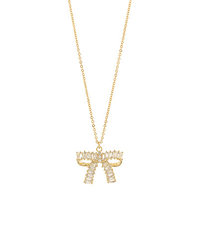 Pave Baguette Ribbon Pendant
Necklace