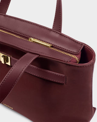 Orin Top Handle Crossbody Bag Bitter Cherry Suedette by Katie Loxton
