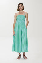Pistola Bianca Shirred Bodice Dress-Green Blue Stripe