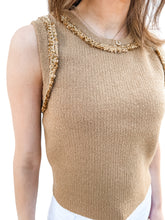 Oh So Lux Camel Chain Knit Top