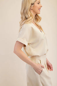 Beatrice Cream Vneck Blouse