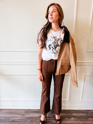 The Collins Pintuck Pant — Chocolate